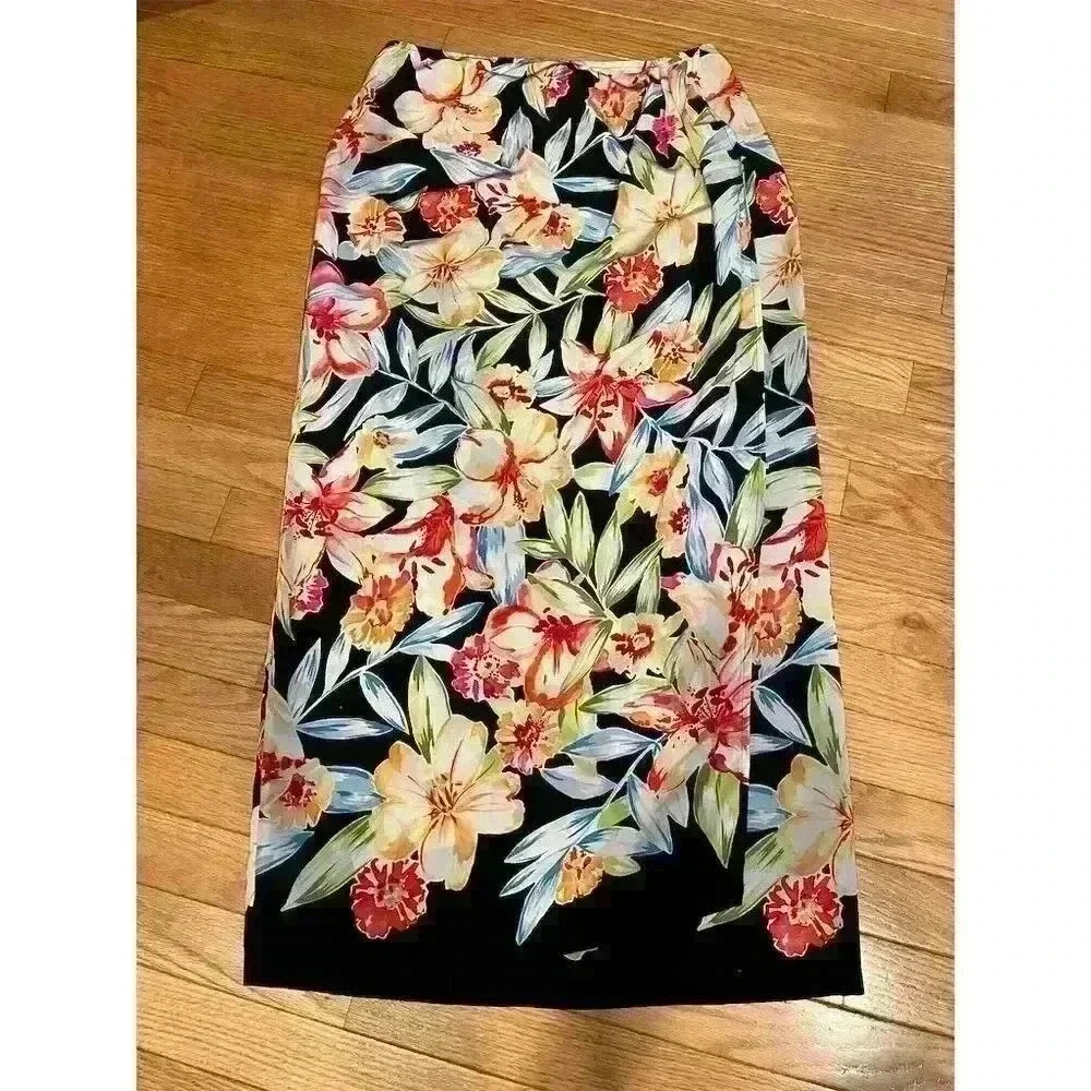 Talbots Women's A-Line Floral Silk Skirt Size 6 Multicolor Knee Length